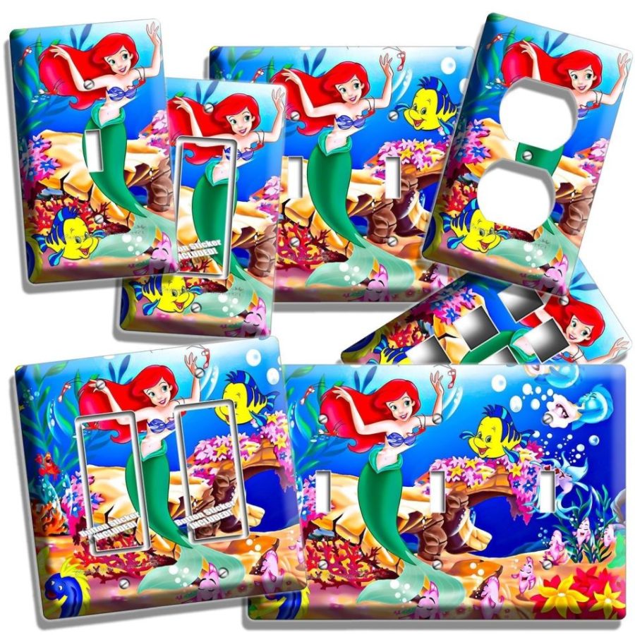 ARIEL LITTLE MERMAID FLOUNDER LIGHT SWITCH OUTLET WALL PLATE ROOM BEDROOM DECOR