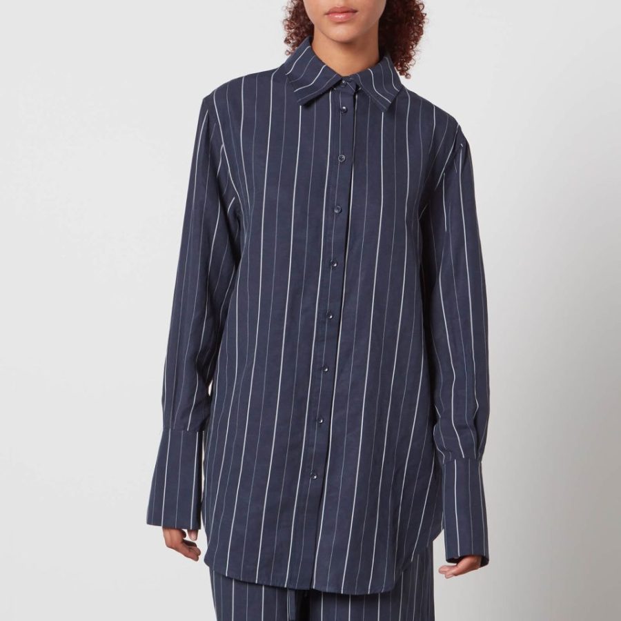 Aligne Kayla Pinstripe Wrap Front Lyocell-Blend Shirt - EU 34/UK 6