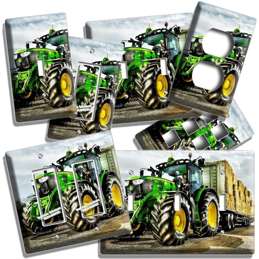 BIG WHEELS FARMER TRUCK GREEN TRACTOR LIGHT SWITCH WALL PLATES OUTLET HOME DECOR