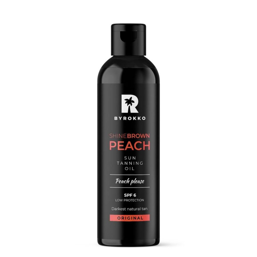 BYROKKO Shine Brown Premium Tanning Accelerator Peach Oil SPF6 (150 ml), Tan Acc