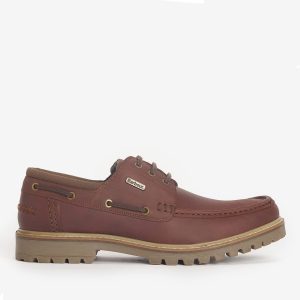 Barbour Men's Basalt Leather Boats Shoes - Oxblood - UK 7