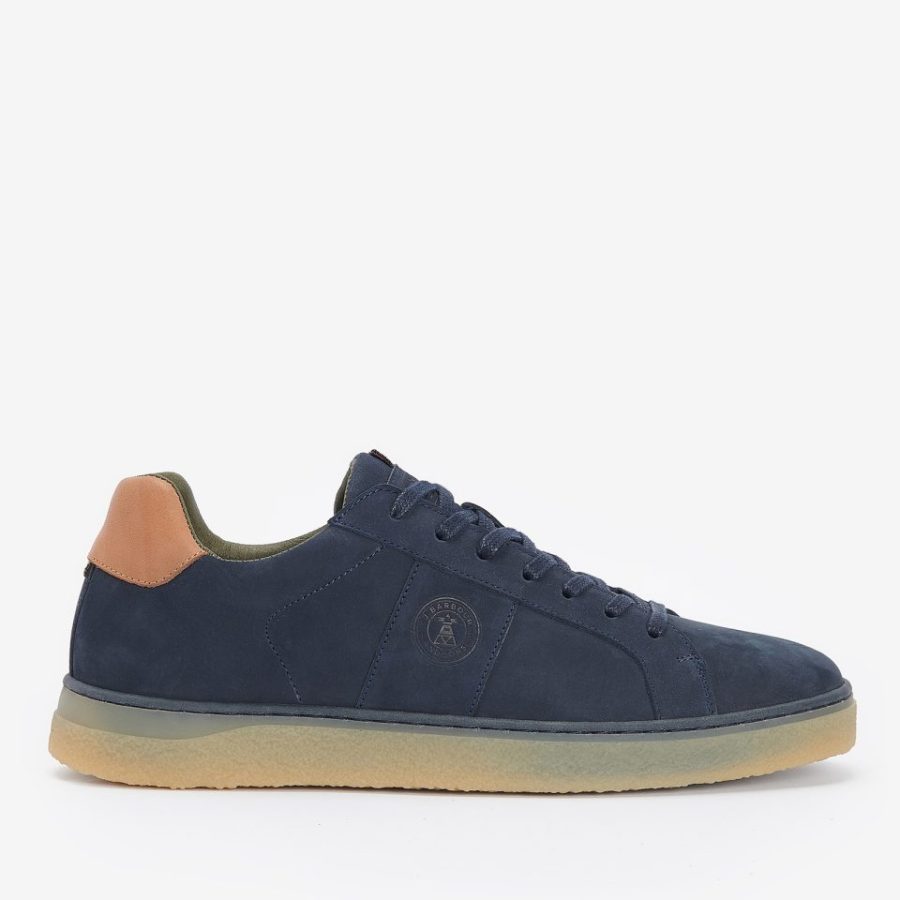 Barbour Men's Reflect Leather Low Top Trainers - Navy - UK 7