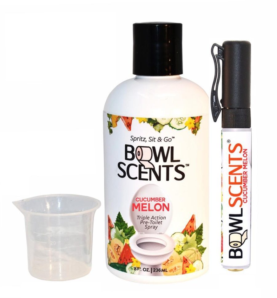 Bowl Scents Toilet Spray | Cucumber Melon 8 oz + Traveler | Prevents Poop Smell
