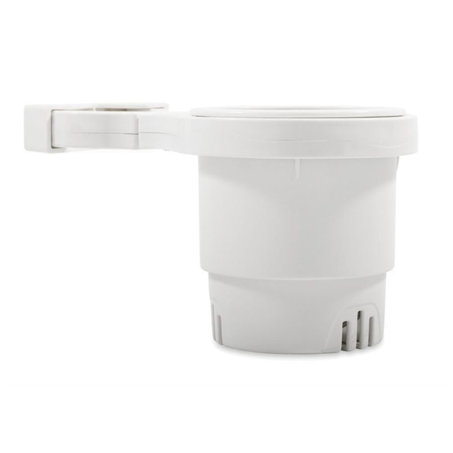 CAMCO 53086 CLAMP-ON RAIL MOUNTED CUP HOLDER - SMALL FOR UP TO 1-1/4 INCH RAIL - WHITE