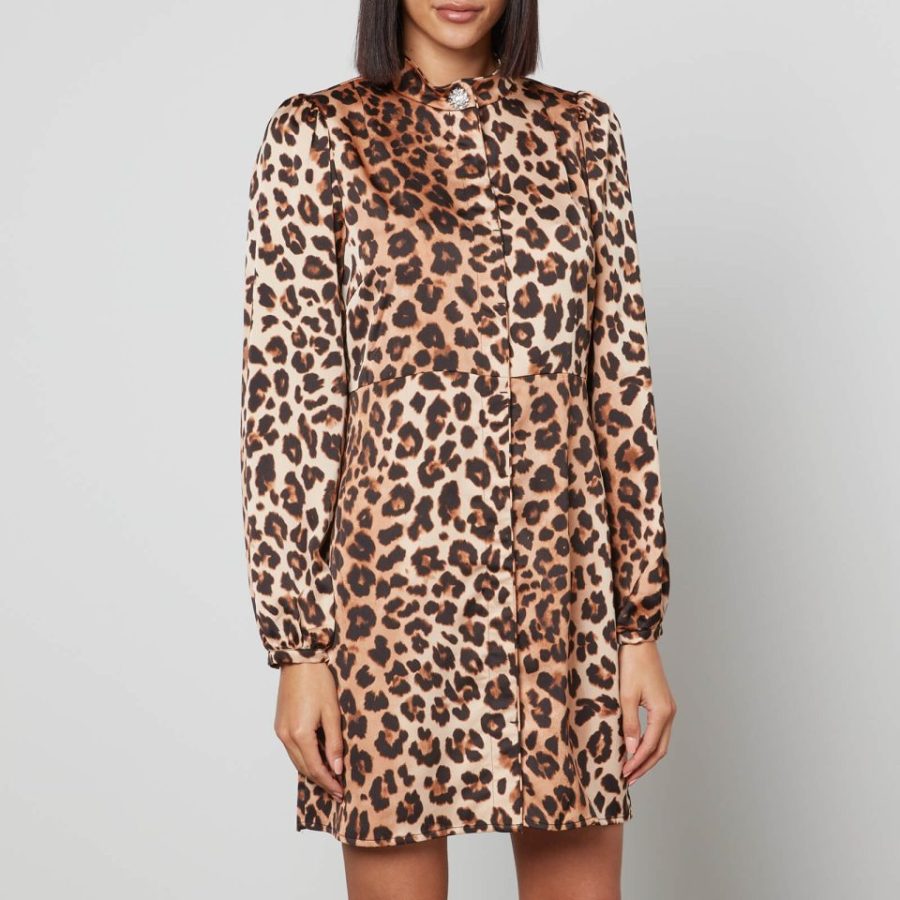 CRAS Lavacras Leopard-Print Recycled Satin Mini Dress - EU 34/UK 6