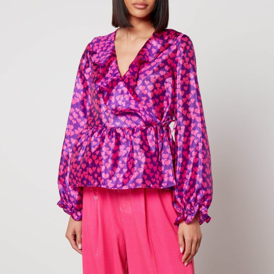 CRAS Monin Heart Print Satin Shirt - EU 34/UK 6