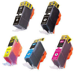 Canon PGI-220 and CLI-221 Ink Pack 1 PGI-220 Black, 1 CLI-221 Black, 1 Cyan, 1 Magenta, 1 Yellow - 5 Pack