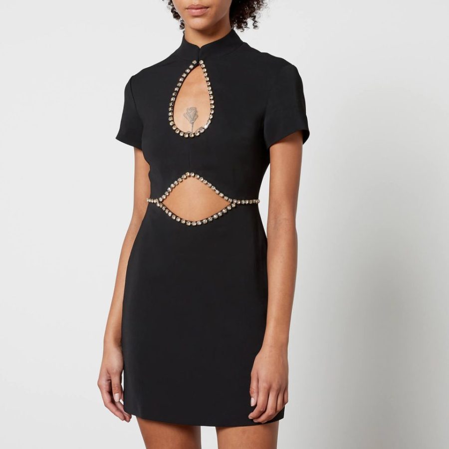 De La Vali Mercy Rhinestone-Embellished Crepe Mini Dress - UK 6