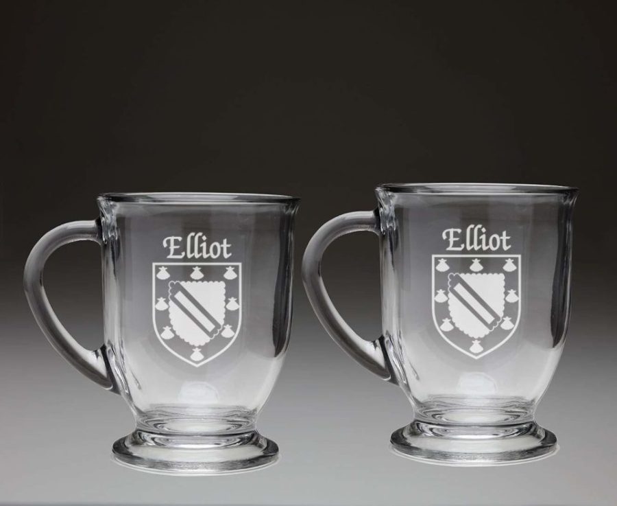 Elliot Irish Coat of Arms Glass Coffee Mugs - Set of 2