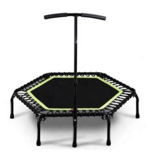 Exercise trampoline with handles for home use