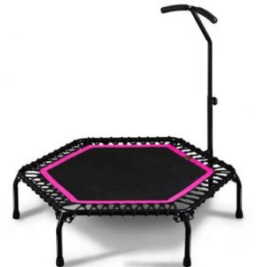 Exercise trampoline with handles for home use