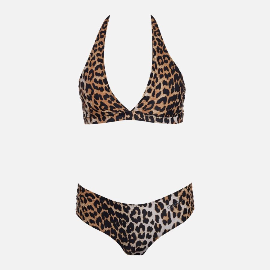 Ganni Leopard-Print Recycled Bikini Bottoms - EU 34/UK 6