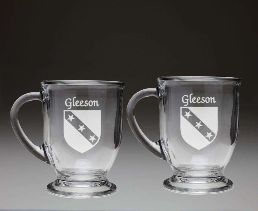 Gleeson Irish Coat of Arms Glass Coffee Mugs - Set of 2
