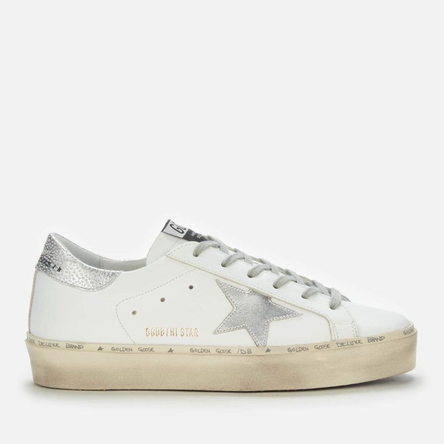 Golden Goose Women's Hi-Star Leather Flatform Trainers - White/Silver - UK 7