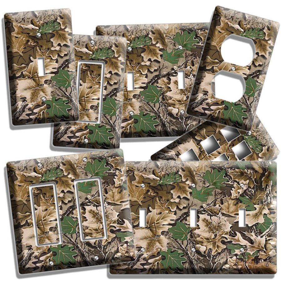 MOSSY TREE OAK LEAVES HUNTER CAMO CAMOUFLAGE LIGHTSWITCH OUTLET WALL PLATE DECOR