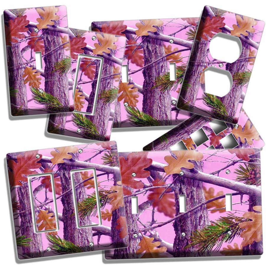 MOSSY TREE OAK LEAVES PINK CAMO CAMOUFLAGE LIGHT SWITCH OUTLET WALL PLATE COVER