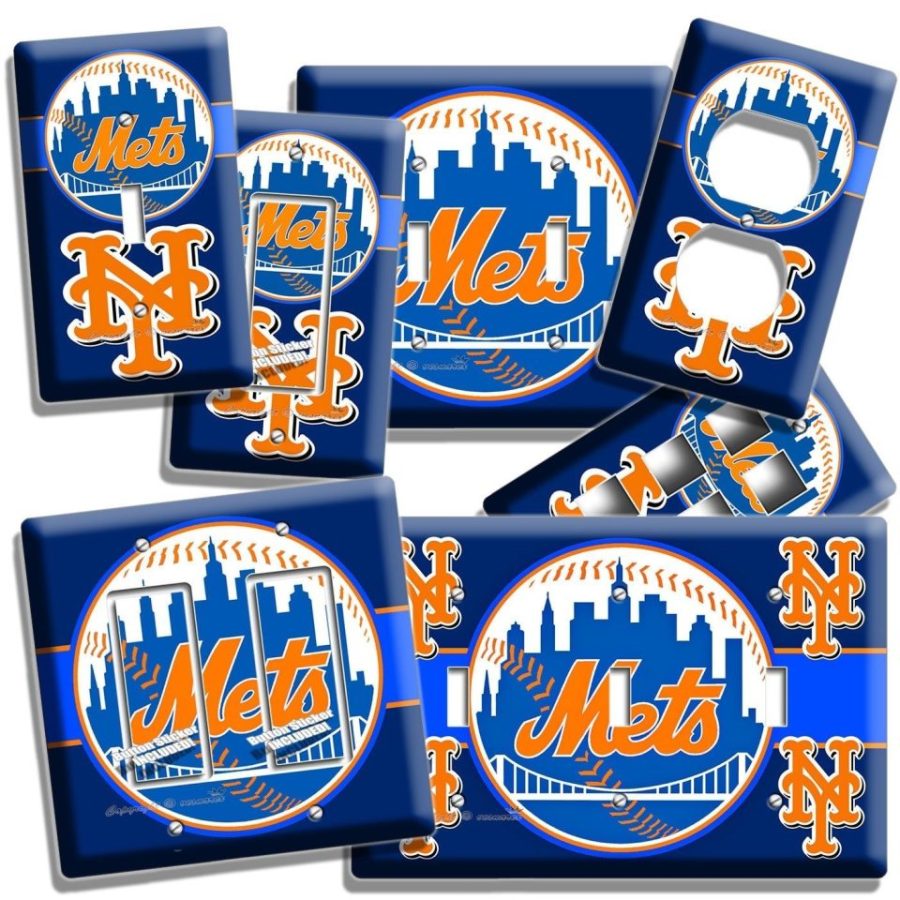 NEW YORK METS BASEBALL TEAM LIGHTSWITCH OUTLET WALL PLATE MAN CAVE GAME ROOM ART