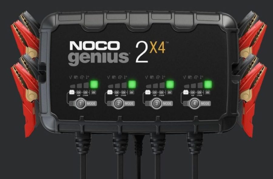 NOCO GENIUS2X4 4-Bank, 8A (2A/Bank) Smart Car Battery Charger, 6V/12V Automotive Charger, Battery Maintainer, Trickle Charger, Float Charger and Desulfator for Motorcycle, ATV and Lithium Batteries