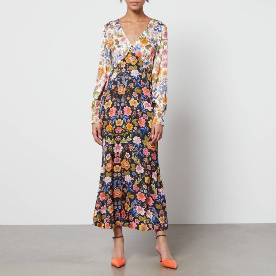 Never Fully Dressed Louella Floral-Print Satin Dress - UK 6