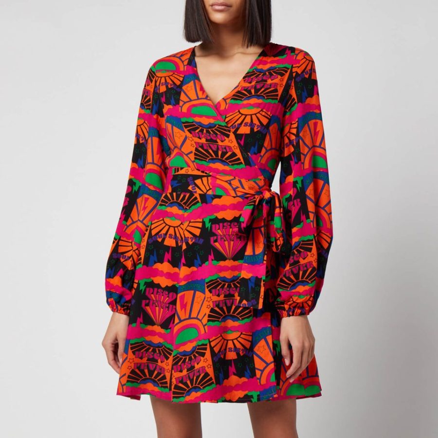 Never Fully Dressed Women's Disco Groove Wrap Dress - Multi - UK 6