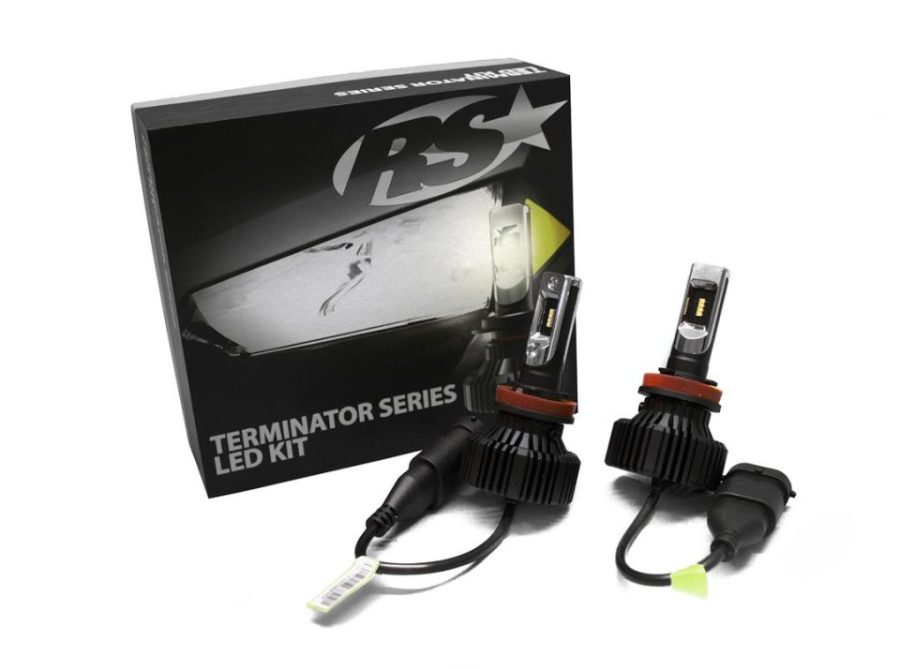 RACE SPORT 9006TLED Terminator Series 9006 Fan-less LED Conversion Headlight Kit with Pin Point Projection Optical Aims and Shallow Mount Design,Black