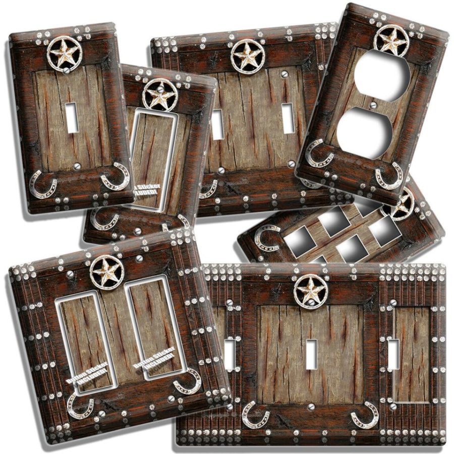 RUSTIC COUNTRY LONE STAR HORSESHOE COWBOY LIGHT SWITCH OUTLET WALL PLATES DECOR