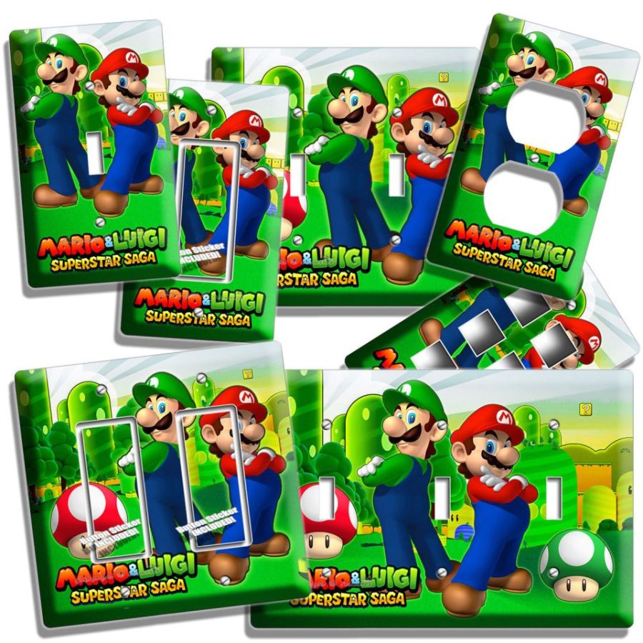 SUPER MARIO LUIGI BROS LIGHT SWITCH OUTLET WALL PLATE COVER GAME KIDS ROOM DECOR