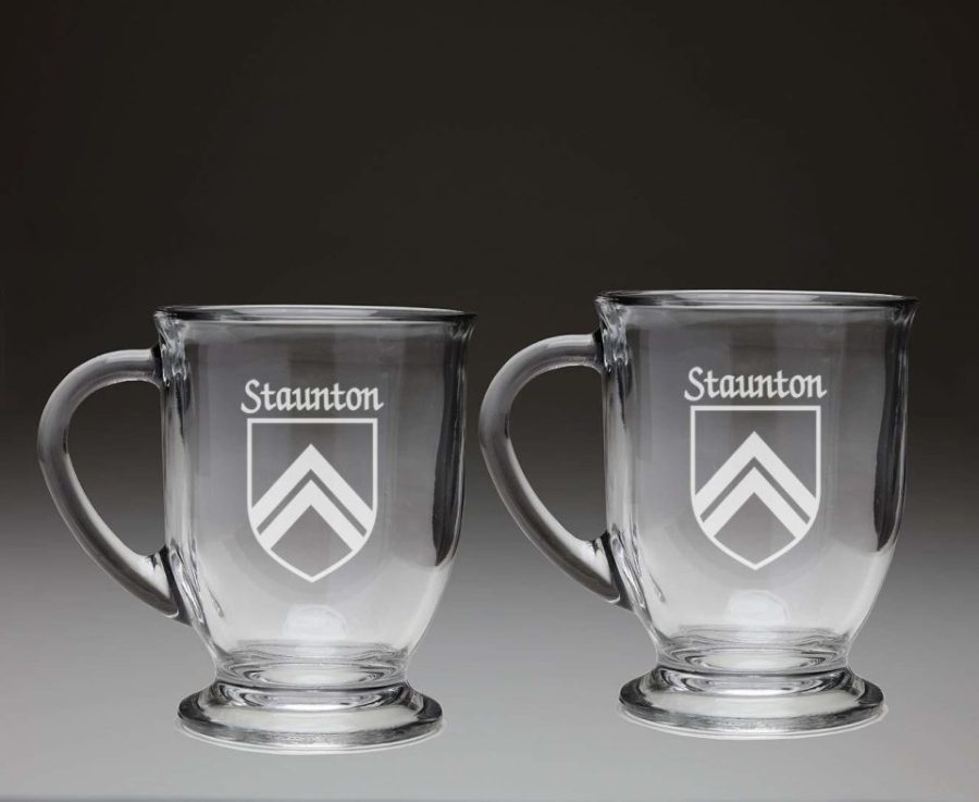 Staunton Irish Coat of Arms Glass Coffee Mugs - Set of 2