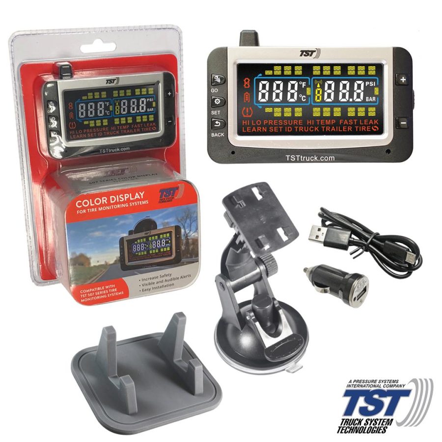 TRUCK SYSTEMS TST507DC TST 507 Tire Pressure Monitoring System, Color Monitor with 2 Display Mounts and Power Adapter by Truck System Technologies, TPMS for RVs, Campers, and Trailers