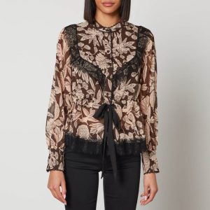 Ted Baker Alness Lace-Trimmed Chiffon Blouse - UK 6