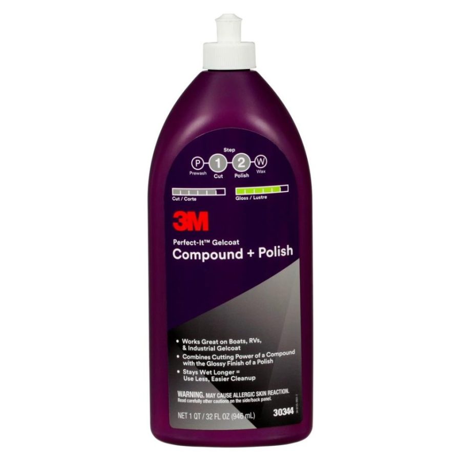 3M 30344 Marine Wax; Liquid; Removes P1000 And Finer Scratches On Gelcoat/ Restores High Gloss; 32 Ounce Bottle; Without Applicator