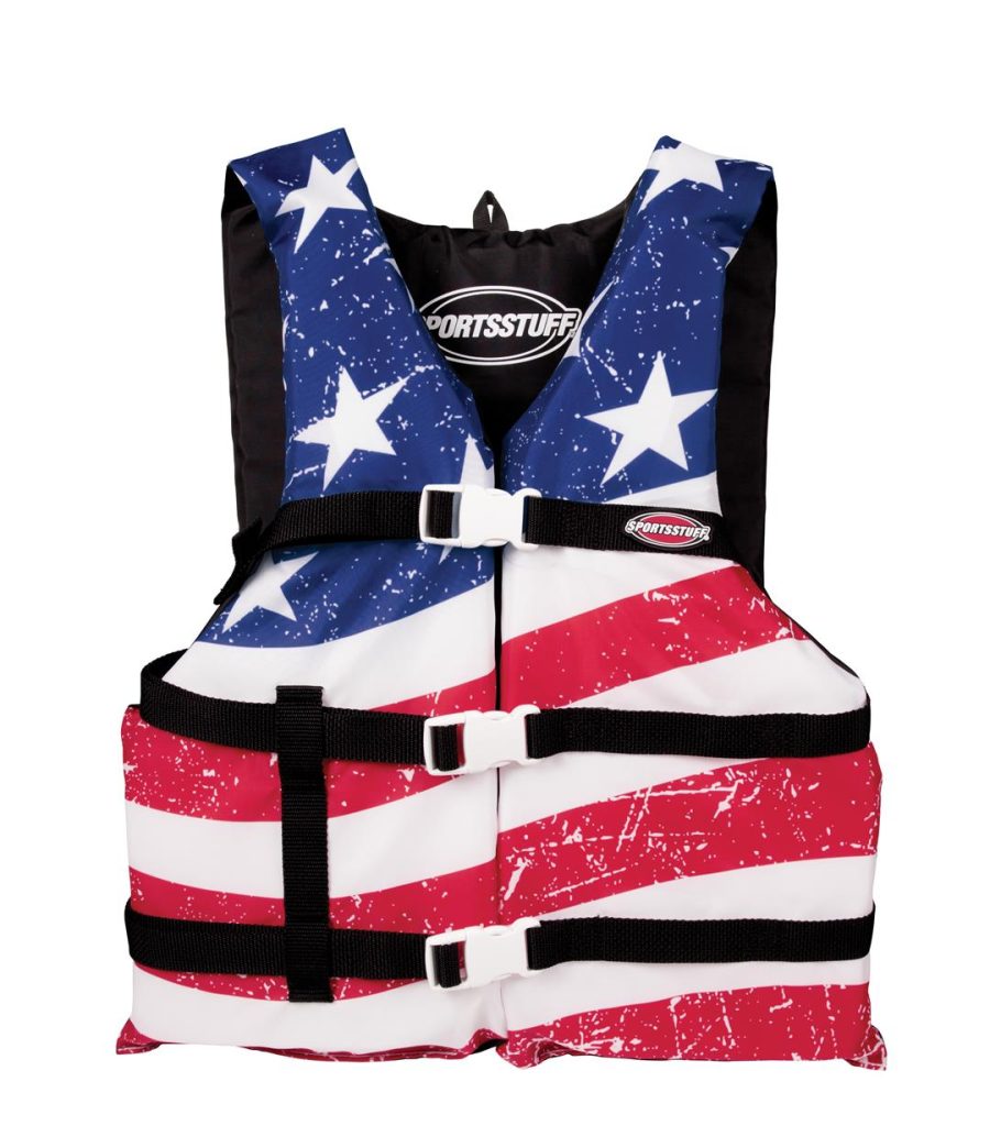 AIRHEAD 3009815AUS SPORTSTUFF Stars and Stripes Life Jacket, US Coast Guard Approved, Type III, Adult, Child, Youth Sizes