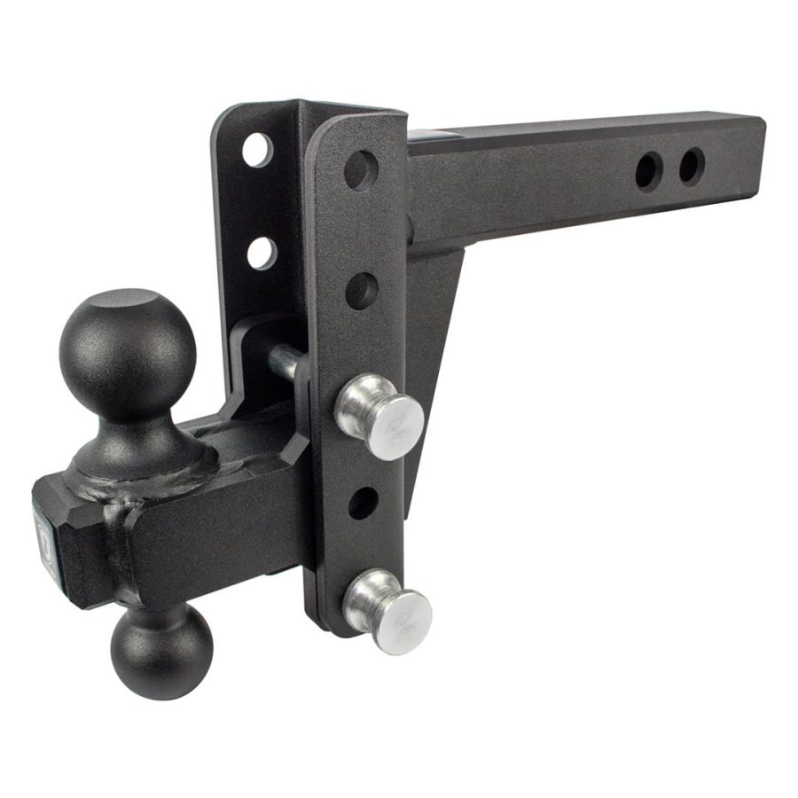 BULLETPROOF ED204 Hitches 2.0 INCH Adjustable Extreme Duty (30,000lb Rating) 4 INCH Drop/Rise Trailer Hitch with 2 INCH and 2 5/16 INCH Dual Ball (Black Textured Powder Coat, Solid Steel)