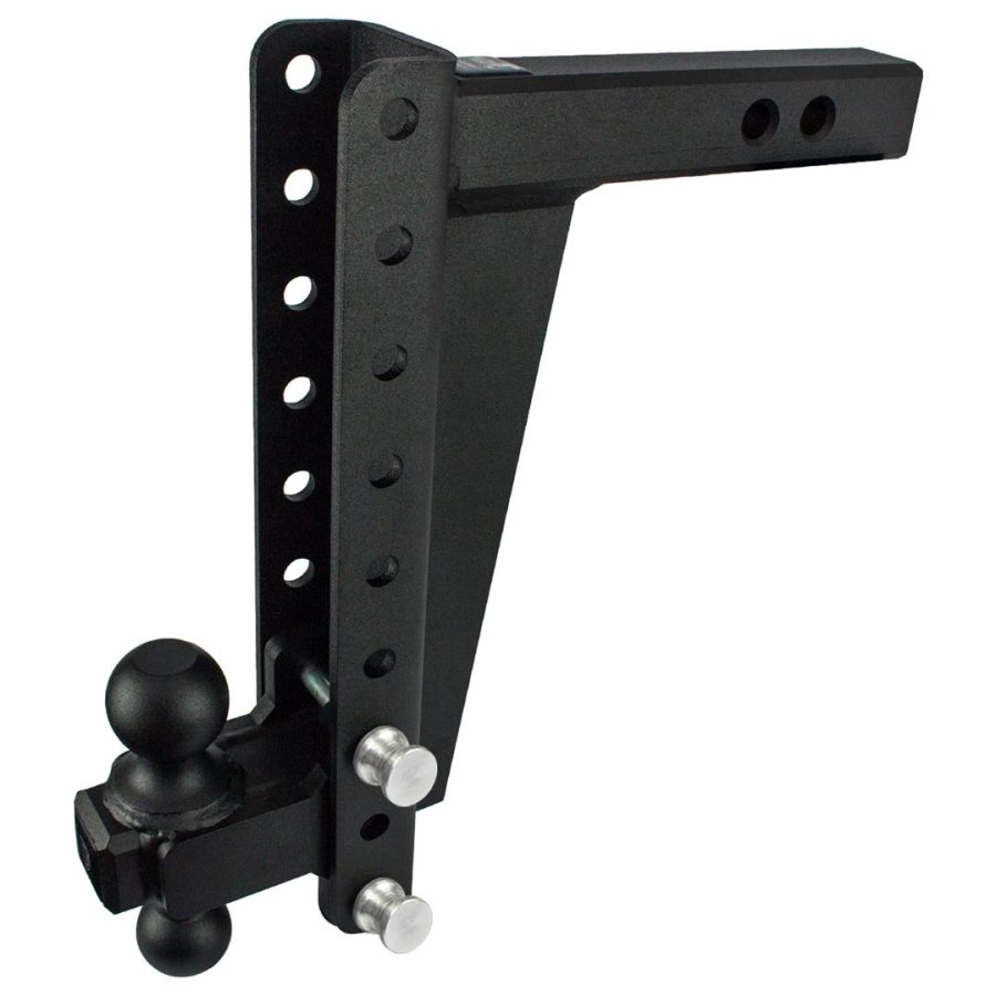 BULLETPROOF HD2012 2.0 INCH Adjustable Heavy Duty (22,000lb Rating) 12 INCH Drop/Rise Trailer Hitch with 2 INCH and 2 5/16 INCH Dual Ball (Black Textured Powder Coat, Solid Steel)