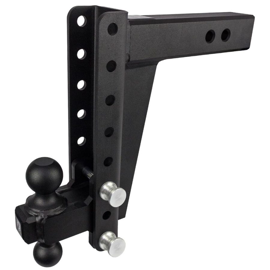 BULLETPROOF HD2510 2.5 INCH Adjustable Heavy Duty (22,000lb Rating) 10 INCH Drop/Rise Trailer Hitch with 2 INCH and 2 5/16 INCH Dual Ball (Black Textured Powder Coat, Solid Steel)