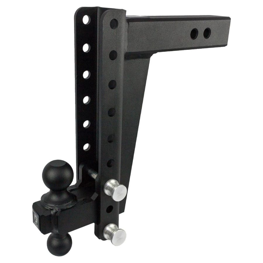 BULLETPROOF HD2512 Hitches 2.5 INCH Adjustable Heavy Duty (22,000lb Rating) 12 INCH Drop/Rise Trailer Hitch with 2 INCH and 2 5/16 INCH Dual Ball (Black Textured Powder Coat, Solid Steel)