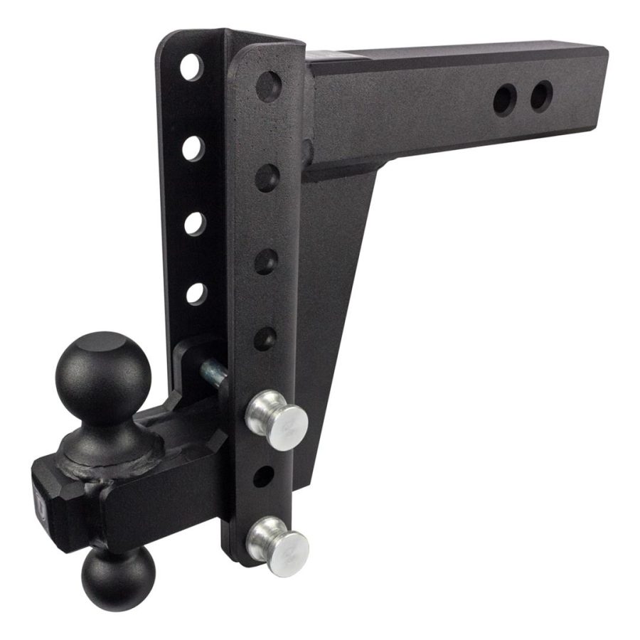 BULLETPROOF HD258 2.5 INCH Adjustable Heavy Duty (22,000lb Rating) 8 INCH Drop/Rise Trailer Hitch with 2 INCH and 2 5/16 INCH Dual Ball (Black Textured Powder Coat, Solid Steel)