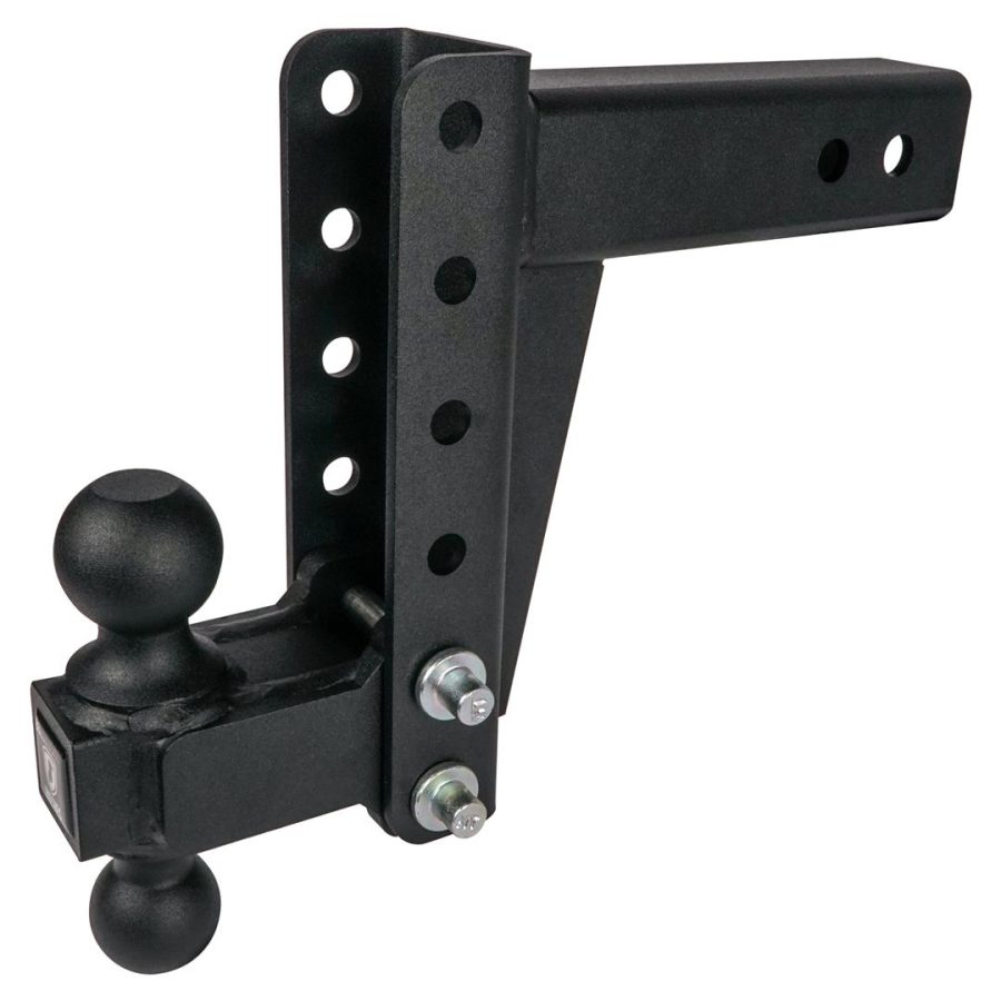 BULLETPROOF MD256 Hitches 2.5 INCH Adjustable Medium Duty (14,000lb Rating) 6 INCH Drop/Rise Trailer Hitch with 2 INCH and 2 5/16 INCH Dual Ball (Black Textured Powder Coat)
