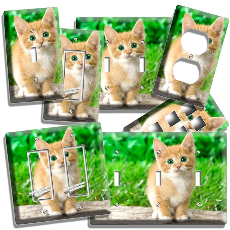CUTE GREEN EYES KITTEN KITTY CAT LIGHT SWITCH OUTLET WALL PLATE COVER BEDROOM
