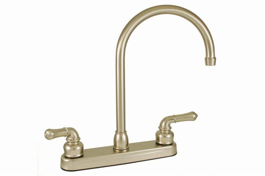 EMPIRE FAUCET NN800GSN U-YRV Kitchen Faucet with Gooseneck Spout and Teapot Handles - 8 INCH, Brushed Nickel