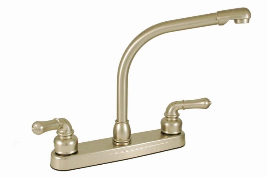 EMPIRE FAUCET NN800RSN U-YRV Kitchen Faucet with Hi-Rise Spout and Teapot Handles - 8 INCH, Brushed Nickel