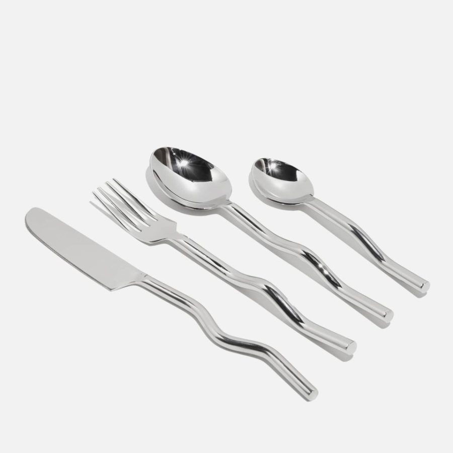 Fazeek Wave Cutlery - 18/10 Silver. 4 Piece Set Silver