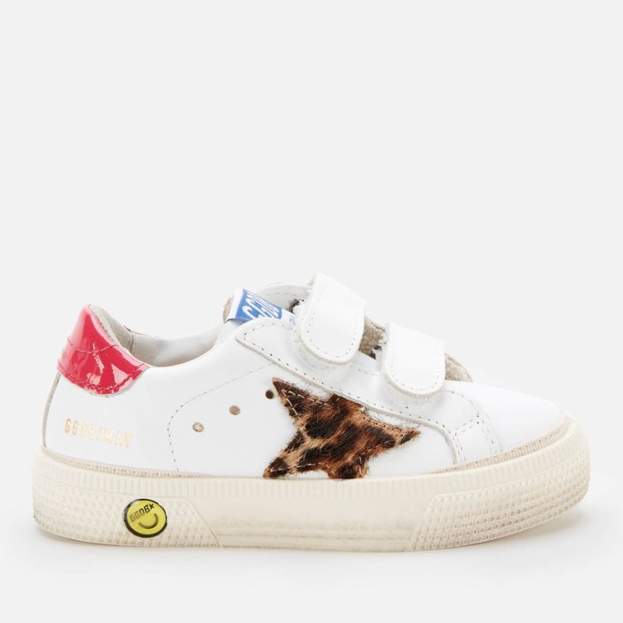 Golden Goose Toddlers' Leather Upper And Stripes Leopard Horsy Trainers - White/Beige Brown Leo/Fuxia - UK 4 Infant