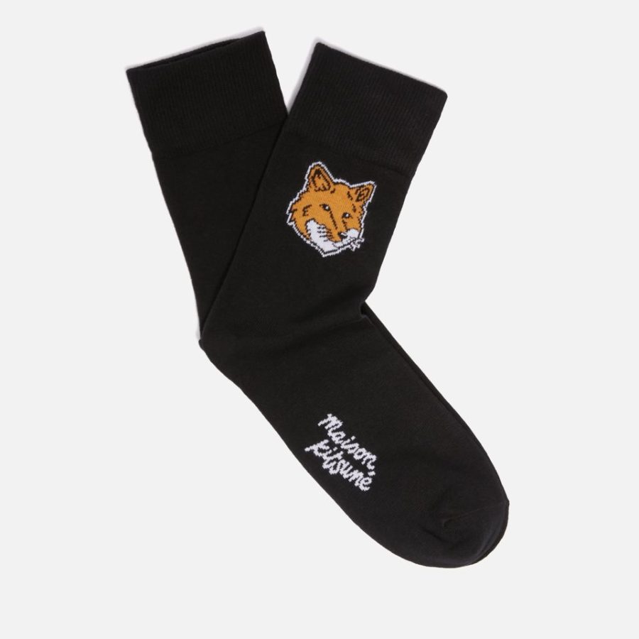 Maison Kitsuné Fox Head Ribbed-Knit Socks - EU36/39