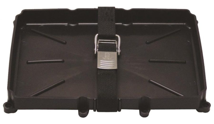 T-H MARINE NBH24SSCDP Battery Tray Holder with Strap and Stainless Steel Buckle - Fits Series Group 24 - Recessed Mounting Holes - Boat, Car and RV