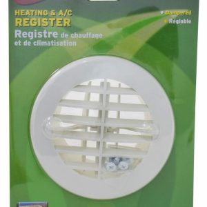 VALTERRA A103350VP A10-3350VP Rotating/Dampered Heating and A/C Register - 4 INCH ID x 5-1/2 INCH OD, White