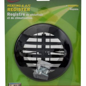 VALTERRA A103353VP A10-3353VP Rotating/Dampered Heating and A/C Register - 4 INCH ID x 5-1/2 INCH OD, Black