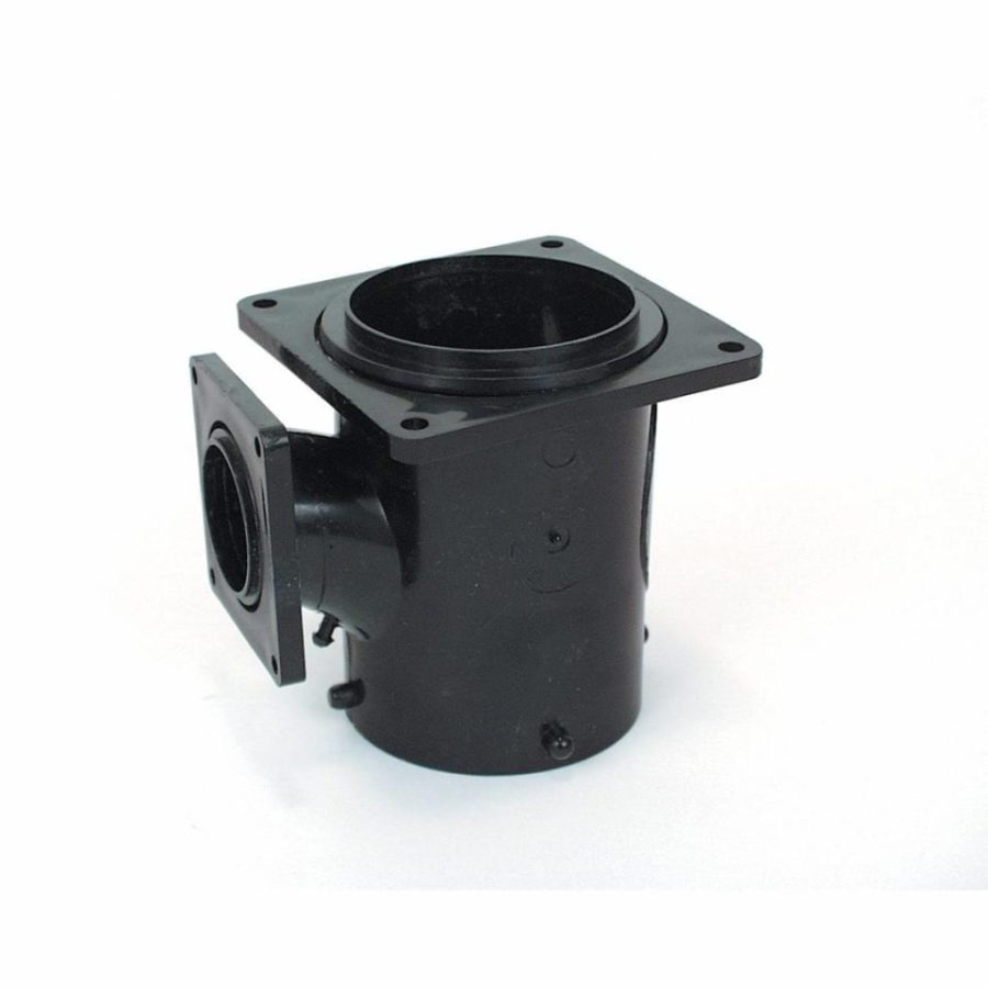 VALTERRA T1010 Flanged Valve Fitting - 3 INCH San Tee Reducing, 3 INCH Bayonet x 3 INCH and 1-1/2 INCH Rotating Flange , Black