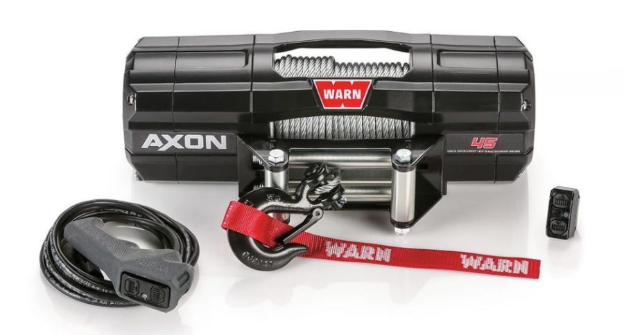 WARN 101145 AXON 45 Powersports Winch With Steel Rope and HUB Wireless Receiver: 1/4 INCH Diameter x 50FT Length, 2.25 Ton (4,500 lb) Pulling Capacity