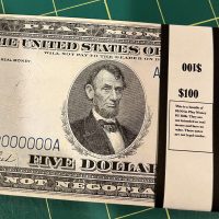 $100 In 1914 $5 Play Money Bills WWI Era Prop Bundle USA Actual Size!